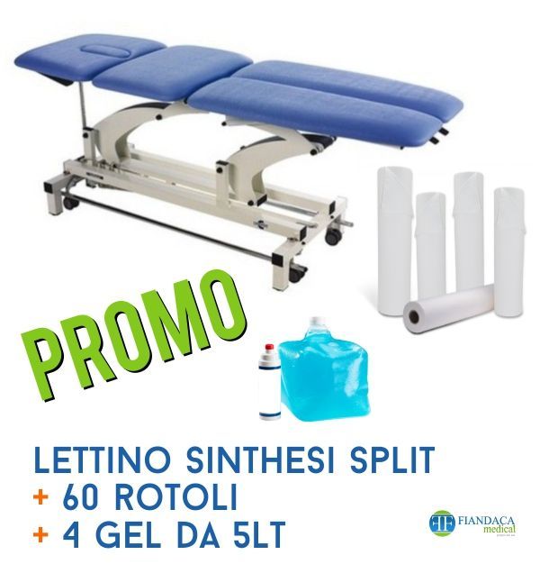 Scopri la promozione Fiandaca Medical: Lettino Sinthesi Split, gel e rotoli
